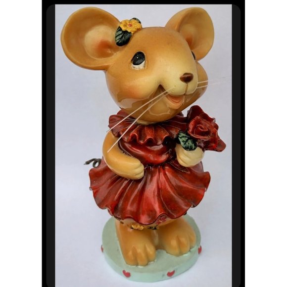Bobblehead Mouse Figurine Boy And Girl Resin 5.6" Tall - Picture 7 of 10
